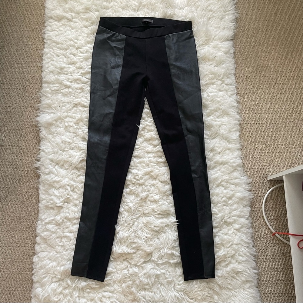 Black leggings with leather